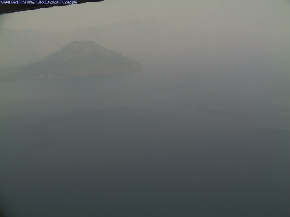 This view of Crater Lake from Sunday afternoon is not a chamber of commerce pleaser/NPS webcam