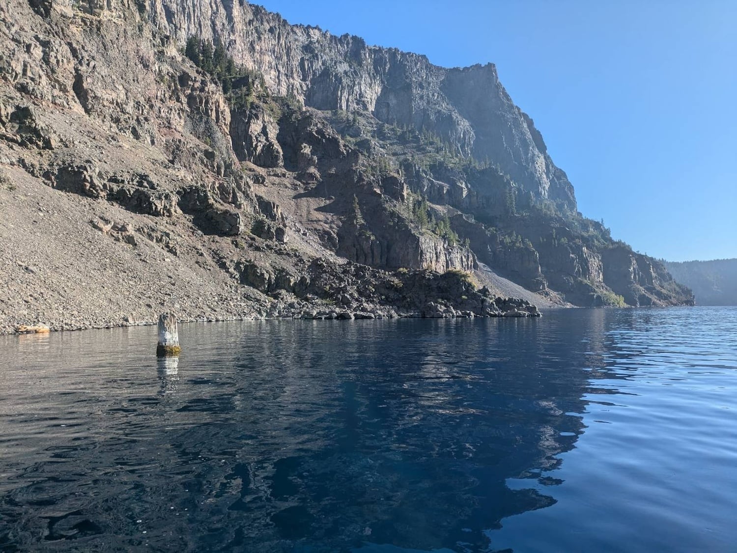 Not everyone is lucky enough to see the Old Man, a log that floats vertically in Crater Lake. Not everyone is lucky enough to see the Old Man, a log that floats vertically in Crater Lake.