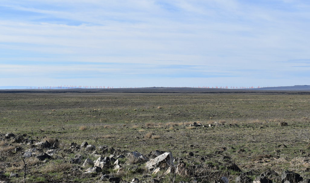 Wind turbines would also be visible from Craters of the Moon under the proposed alternative, but not as starkly/BLM