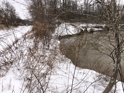 Erosion caused by the Cuyahoga River is threatened railroad tracks in Cuyahoga Valley National Park/NPS Erosion caused by the Cuyahoga River is threatened railroad tracks in Cuyahoga Valley National Park/NPS