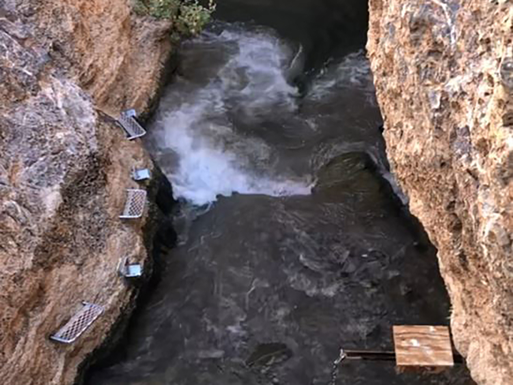 A screen shot of video of waves in Devils Hole/NPS, Ambre Chaudoin