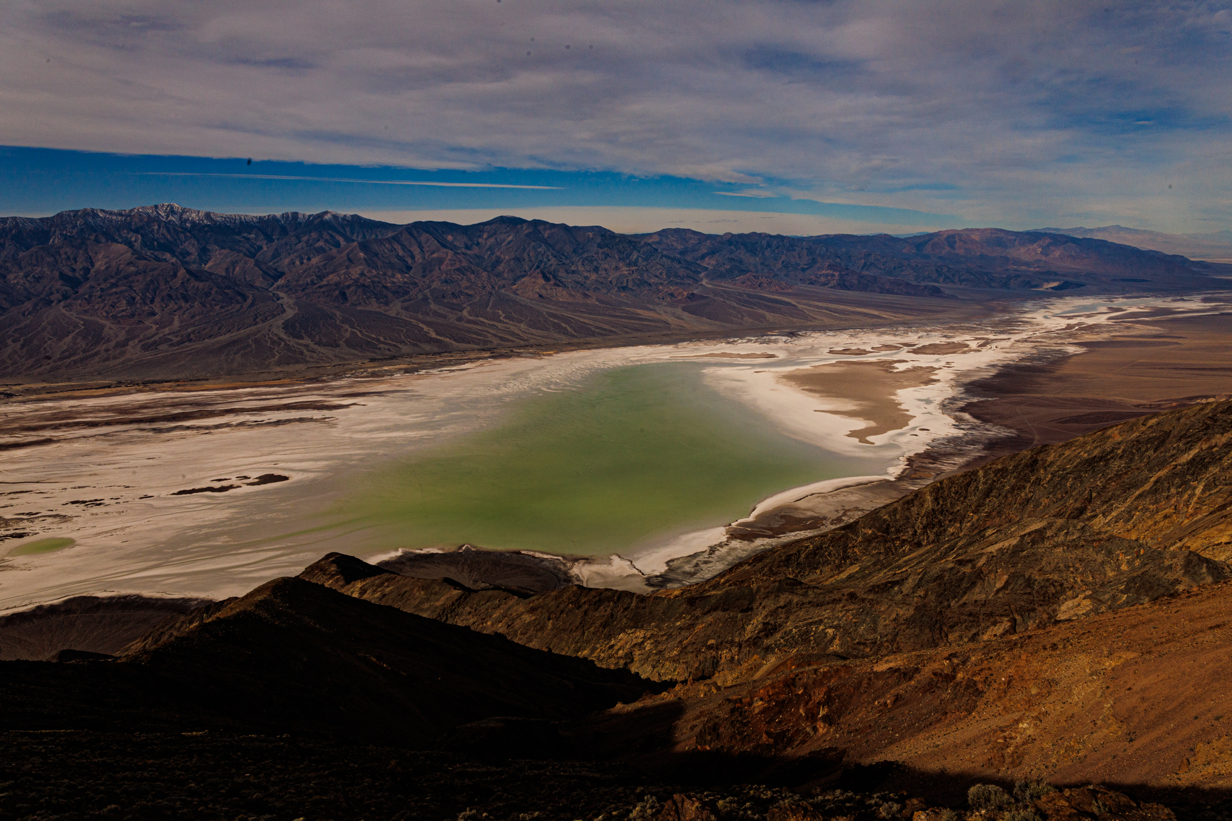 After the 13-mile drive up from California Highway 190 to Dantes View, the vast expanse of Badwater and the ephemeral Lake Manly become a stunning vista in Death Valley National Park/Eric Jay Toll After the 13-mile drive up from California Highway 190 to Dantes View, the vast expanse of Badwater and the ephemeral Lake Manly become a stunning vista in Death Valley National Park/Eric Jay Toll