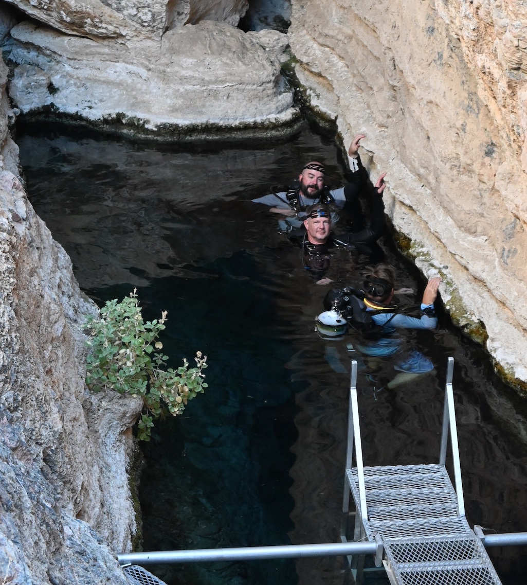 Divers went to depths of 100 feet to count pupfish at Devils Hole in Death Valley National Park/NPS