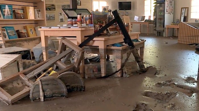 Death Valley Visitors Center filled with mud/NPS