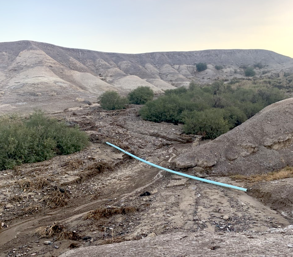 One of several 30 foot sections of water main that were washed away/NPS, R. Wissinger. One of several 30 foot sections of water main that were washed away/NPS, R. Wissinger.