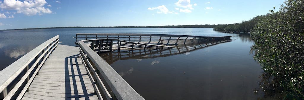The West Lake Boardwalk Trail was broken and twisted by Hurricane Irma/NPS The West Lake Boardwalk Trail was broken and twisted by Hurricane Irma/NPS