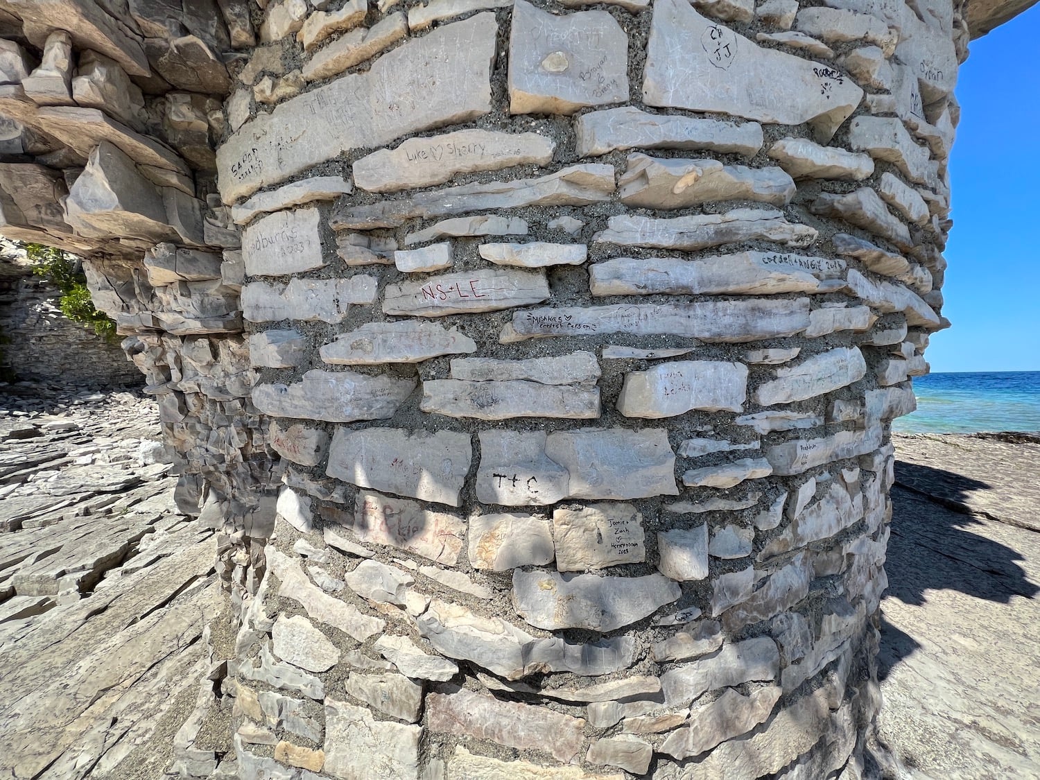 You can see repairs to Small Flowerpot done decades ago. Parks Canada has a non-intervention policy. You can see repairs to Small Flowerpot done decades ago. Parks Canada has a non-intervention policy.