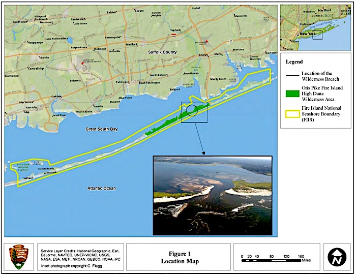 Map of breach at Fire Island National Seashore/NPS Map of breach at Fire Island National Seashore/NPS