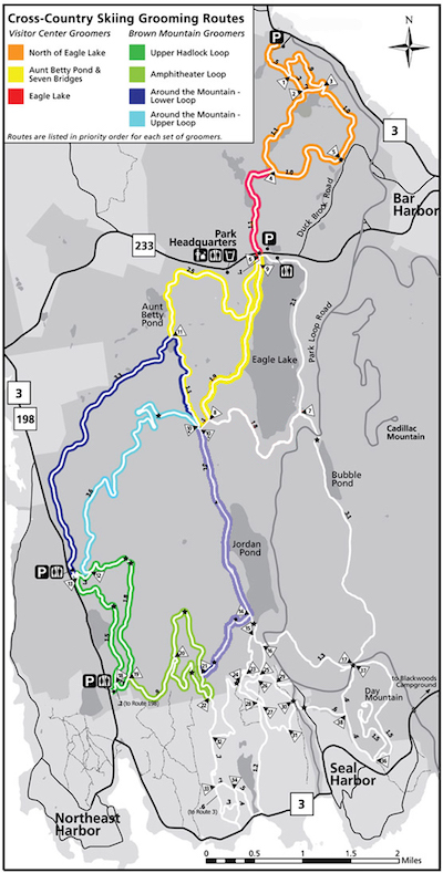 Ski trails at Acadia National Park that are groomed when conditions allow/FOA
