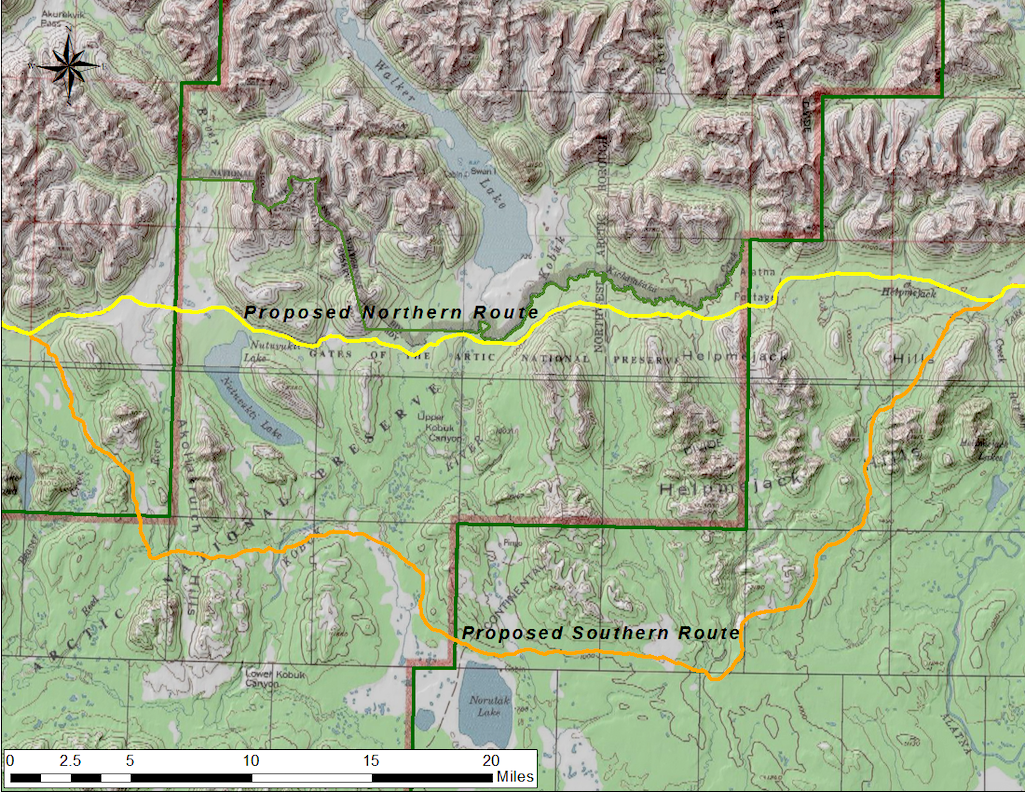 The Ambler Road as proposed would cut across about 20 miles of Gates of Arctic National Preserve/NPS