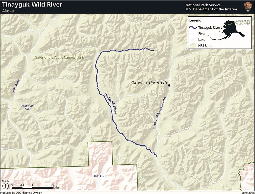 Route of the Tinayguk River, Gates of the Arctic National Park and Preserve / NPS