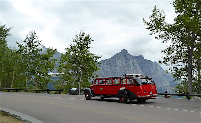 Red Jammer in Glacier National Park/Scotts Red Jammer in Glacier National Park/Scotts