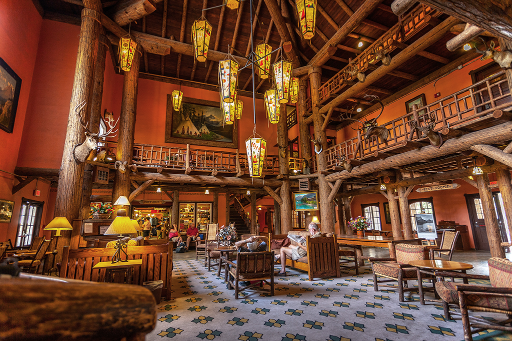 The rustic lobby of Lake McDonald Lodge, Glacier National Park / Rebecca Latson The rustic lobby of Lake McDonald Lodge, Glacier National Park / Rebecca Latson