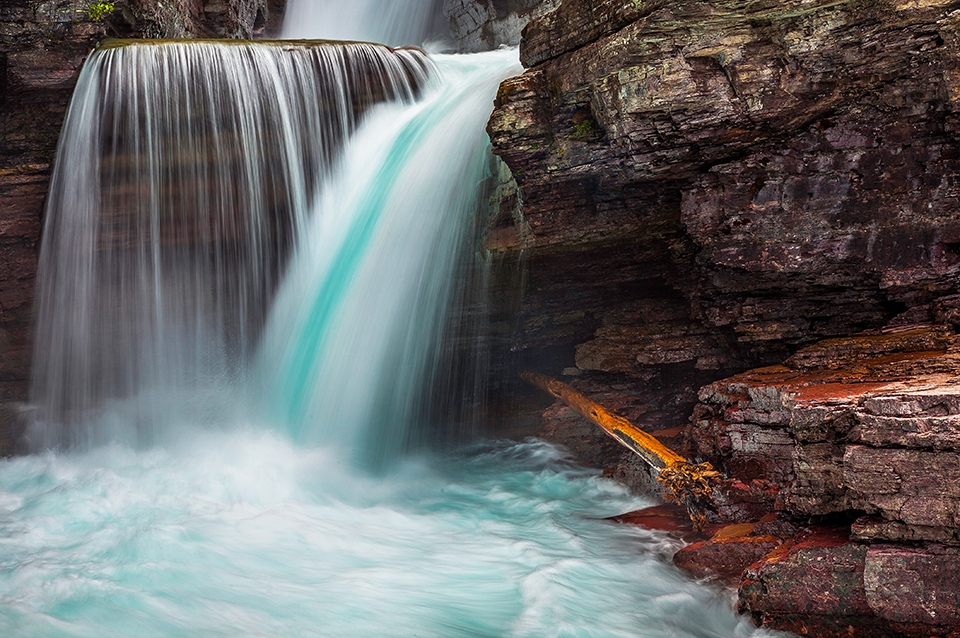 The silky turquoise water of Saint Mary Falls, Glacier National Park / Rebecca Latson The silky turquoise water of Saint Mary Falls, Glacier National Park / Rebecca Latson