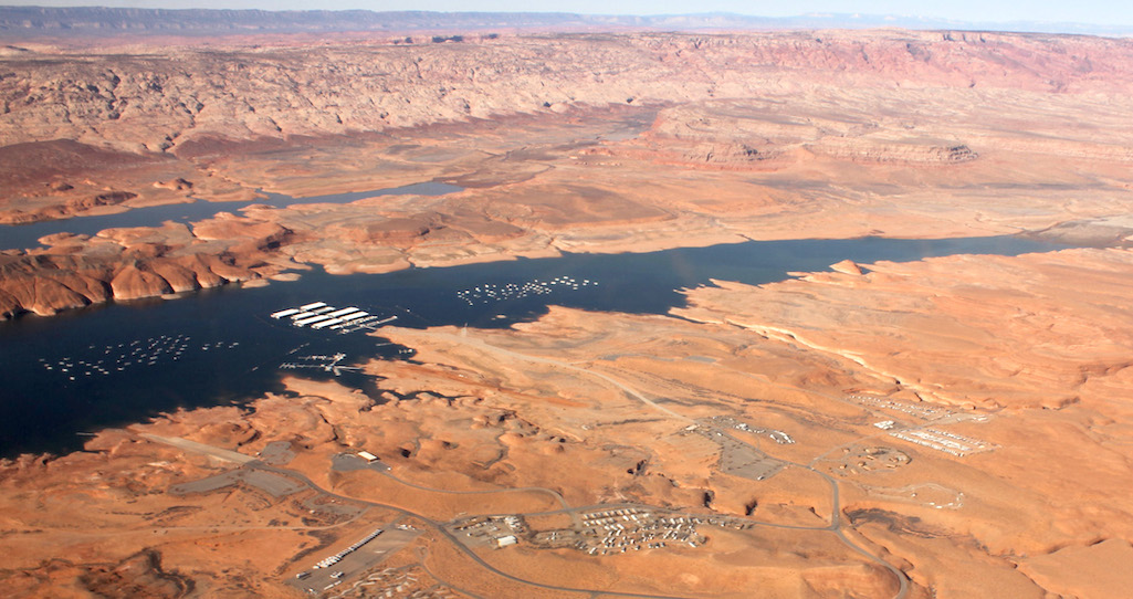 Low water levels have limited boat launches at Bullfrog Marina on Lake Powell/NPS
