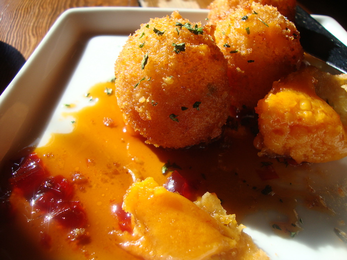 Fried pimento cheese balls at Grays come with a sweet and sour dipping sauce/Jane Schneider Fried pimento cheese balls at Grays come with a sweet and sour dipping sauce/Jane Schneider