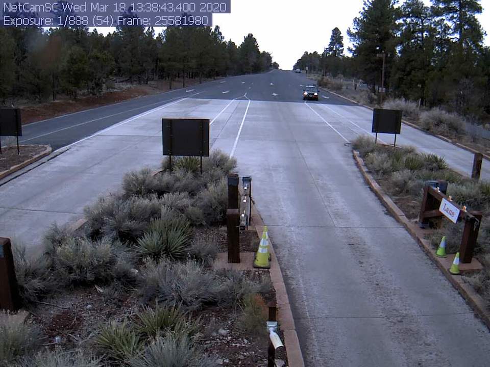 South Entrance to Grand Canyon National Park on March 18, 2020/NPS webcam