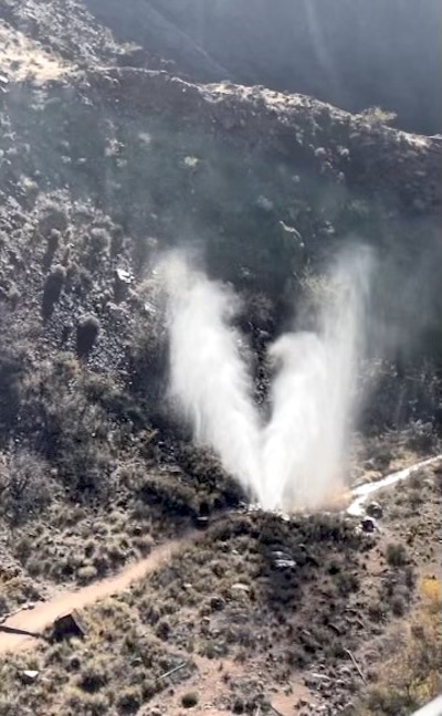 This break in the Transcanyon Pipeline at Grand Canyon National Park was spotted December 4/NPS This break in the Transcanyon Pipeline at Grand Canyon National Park was spotted December 4/NPS