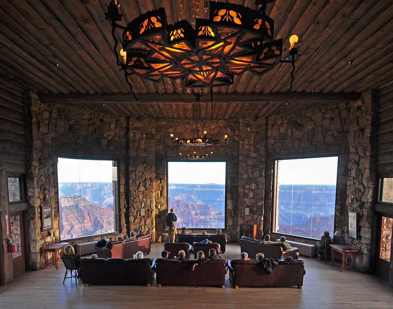 Grand Canyon Lodge Sun Room overlooking the North Rim / NPS Grand Canyon Lodge Sun Room overlooking the North Rim / NPS