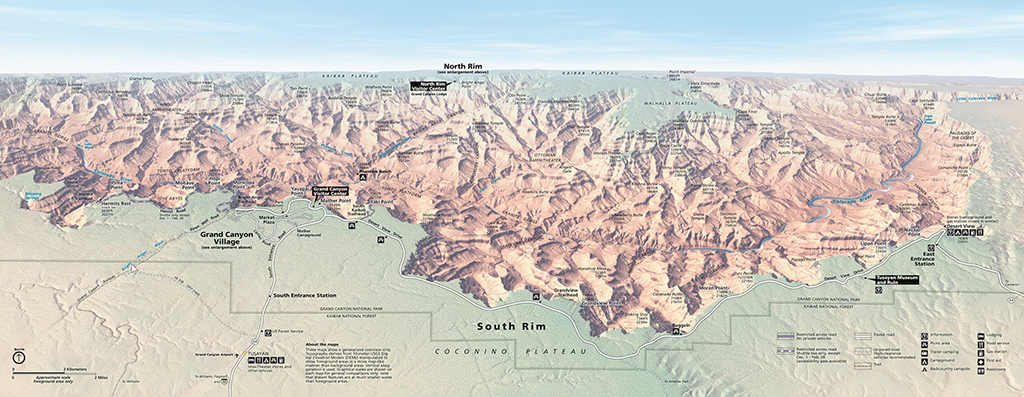 Panoramic map of Grand Canyon National Park / NPS