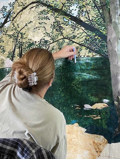 Nancy Hershberger at work in 2021 during a residency at Great Smoky Mountains National Park/Cynthia Zacheis Nancy Hershberger at work in 2021 during a residency at Great Smoky Mountains National Park/Cynthia Zacheis