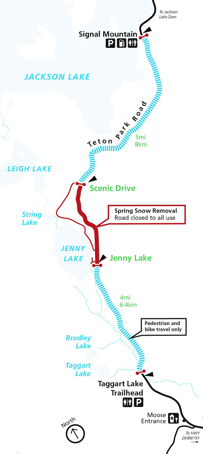 Map showing partial reopening of Teton Park Road, Grand Teton National Park / NPS file Map showing partial reopening of Teton Park Road, Grand Teton National Park / NPS file