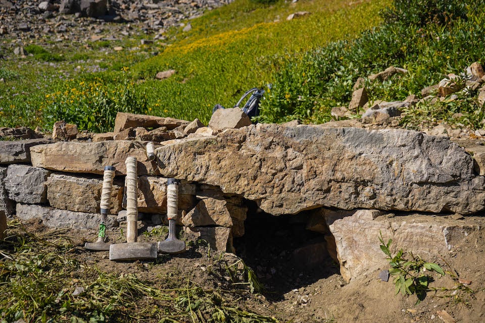 Water runoff in places was bridged by the crews/NPS