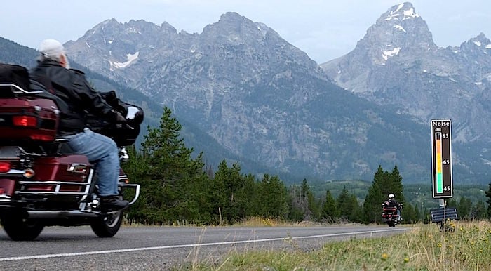 Motorcycles and sound meters at Grand Teton National Park/NPS Motorcycles and sound meters at Grand Teton National Park/NPS