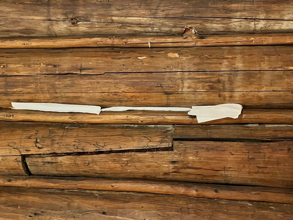 Paper towel chinking in a Colter Bay cabin/Kurt Repanshek