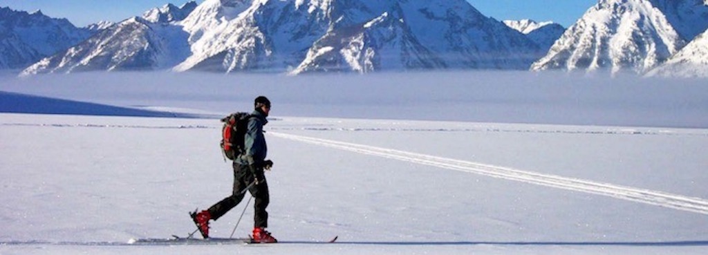 Once Jackson Lake freezes solid, some backcountry skiers cross it to reach the Tetons/NPS file Once Jackson Lake freezes solid, some backcountry skiers cross it to reach the Tetons/NPS file