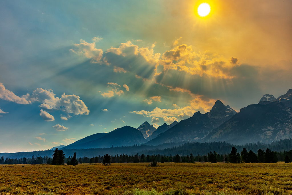 Evening haze from far off forest fires, Grand Teton National Park / Rebecca Latson
