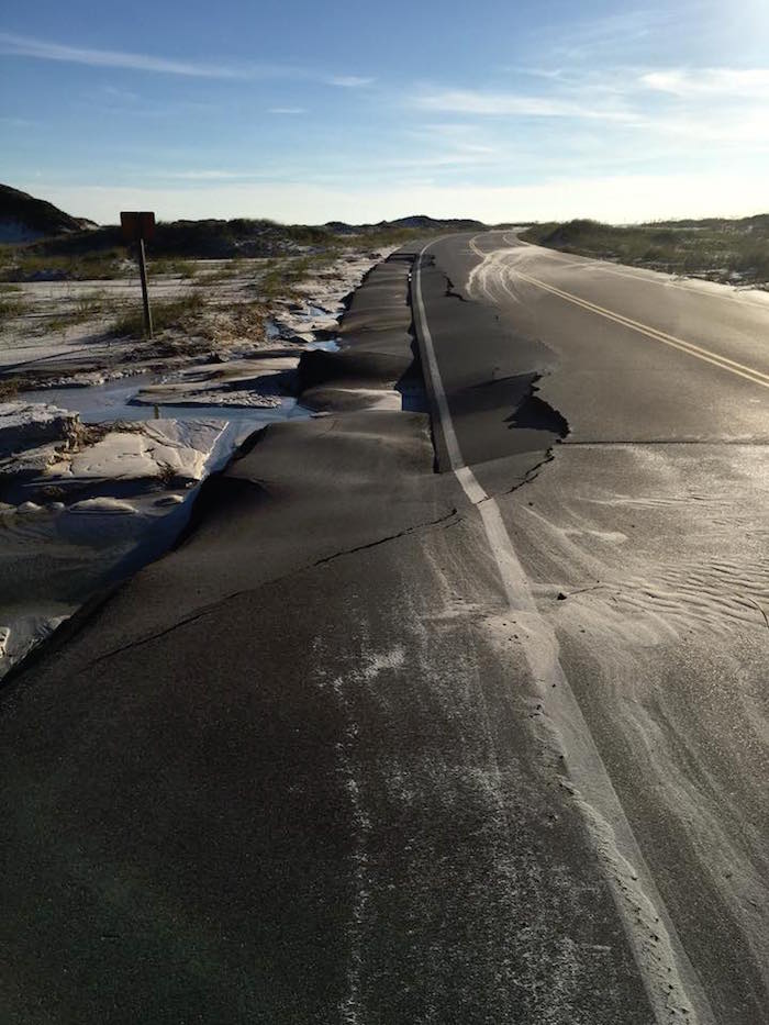 Hurricane Michael caused road damage to Highway 399 through Gulf Islands National Seashore/NPS