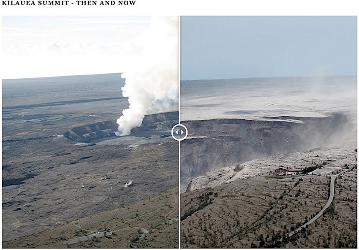 Kilauea's Summit, Then and Now/USGS