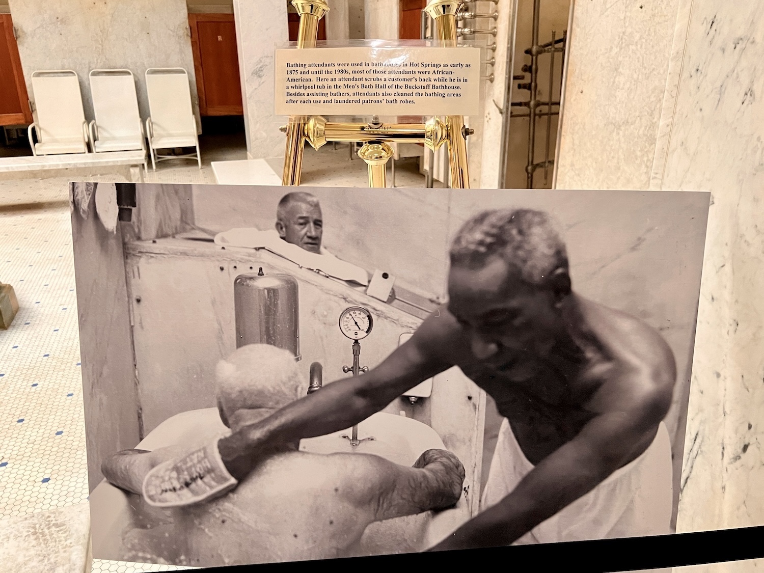 Most of the Bathhouse Row bathing attendants were African-Americans who were not allowed to bathe in the bathhouses. Most of the Bathhouse Row bathing attendants were African-Americans who were not allowed to bathe in the bathhouses.