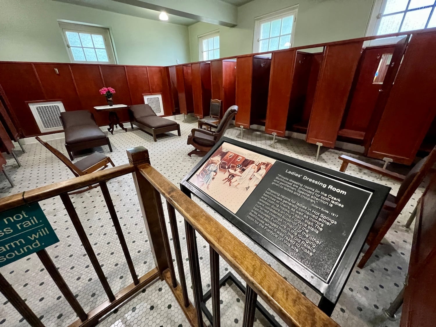 The park's visitor center shows what a dressing room for women looked like during the heyday of medical bathing. The park's visitor center shows what a dressing room for women looked like during the heyday of medical bathing.