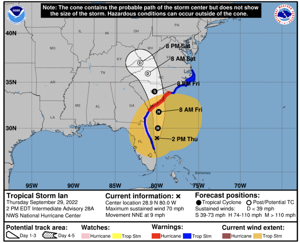 National parks in the path of Hurricane Ian were altering their operations for the weekend/NOAA