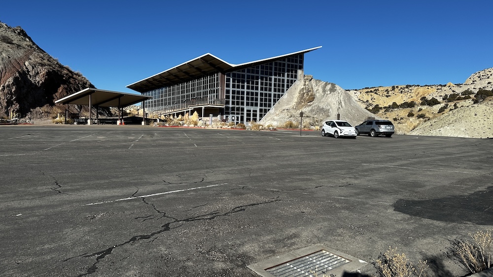 The Quarry Exhibit Hall parking lot at Dinosaur National Monument will undergo renovations as part of the 2025 road construction project / NPS