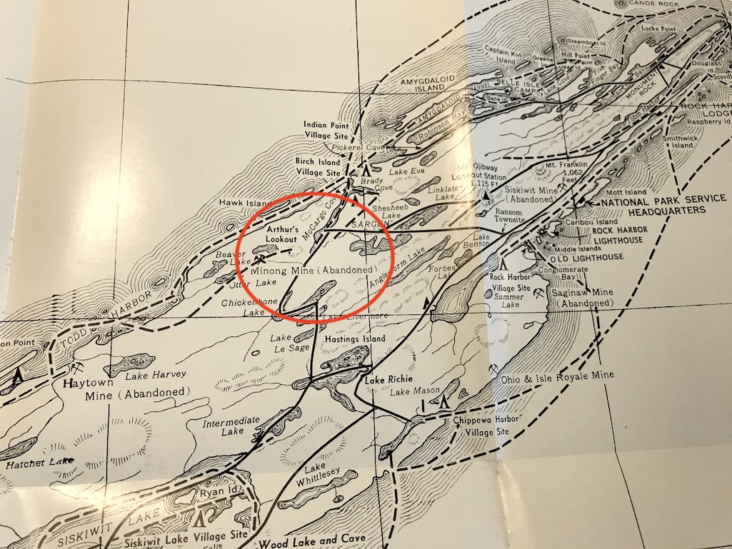 This map, from An Archaeological Reconnaissance of Isle Royale, locates the Minong Mine site/Michigan History
