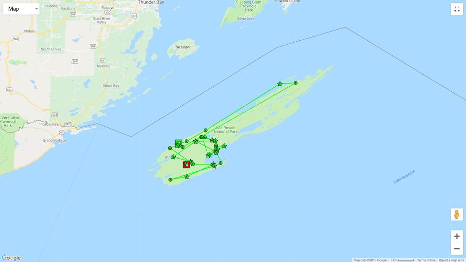 Locations of W006M from late February through early April 2019/NPS