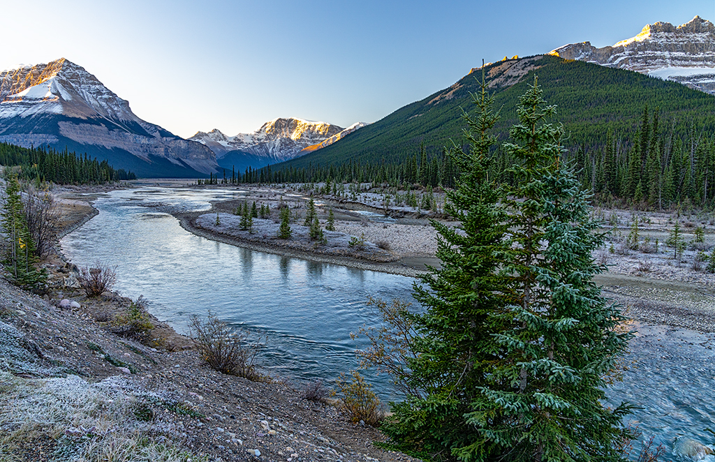 A frosty, clear morning along the Athabasca River, Jasper National Park / Rebecca Latson A frosty, clear morning along the Athabasca River, Jasper National Park / Rebecca Latson