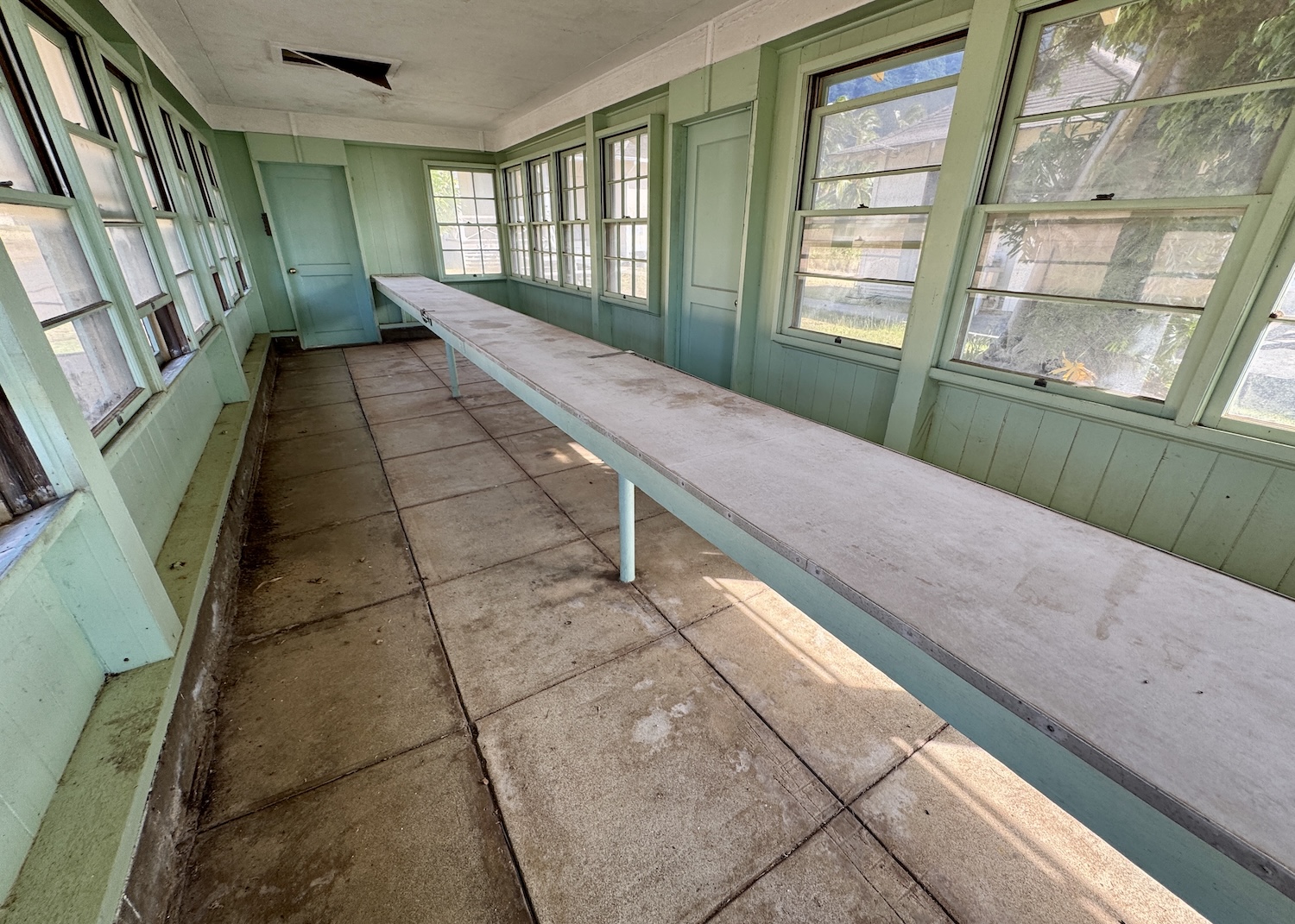At the Longhouse, patient-residents were once separated by a wire fence from their visitors.