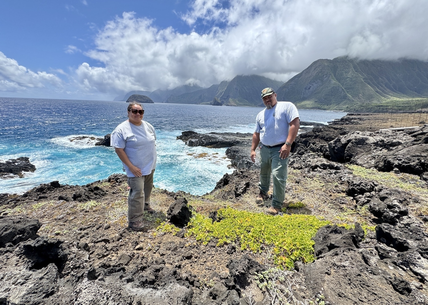 Mei-Lee Kahn and Albert Espaniola protect vegetation and fight invasive species in Kalaupapa.