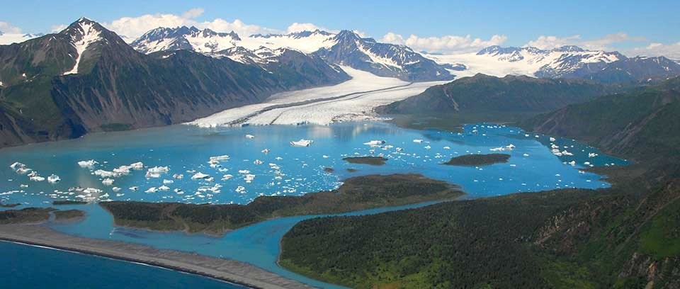 Bear Glacier Lagoon at Kenai Fjords National Park is a popular kayaking destination/NPS