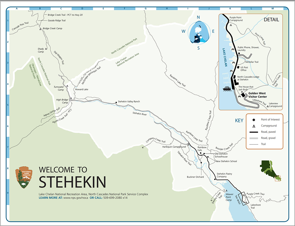 Stehekin and the Lake Chelan National Recreation Area map, North Cascades Complex / NPS Stehekin and the Lake Chelan National Recreation Area map, North Cascades Complex / NPS