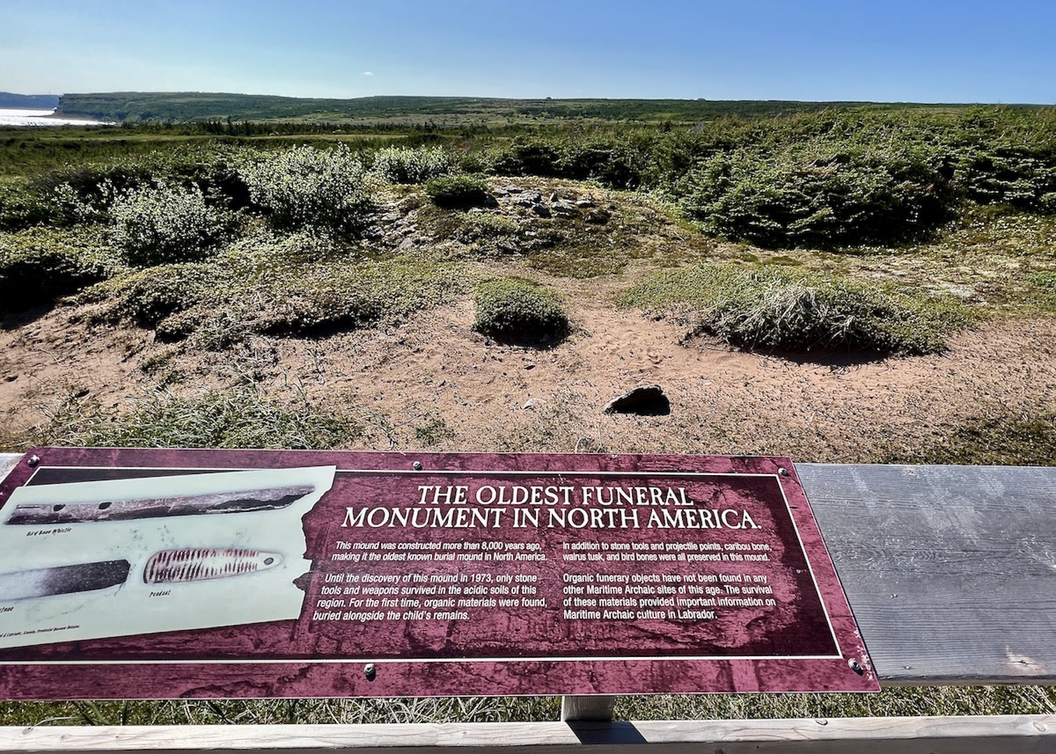 A plaque, several interpretive signs and a viewing platform can be found at L'Anse Amour National Historic Site. A plaque, several interpretive signs and a viewing platform can be found at L'Anse Amour National Historic Site.