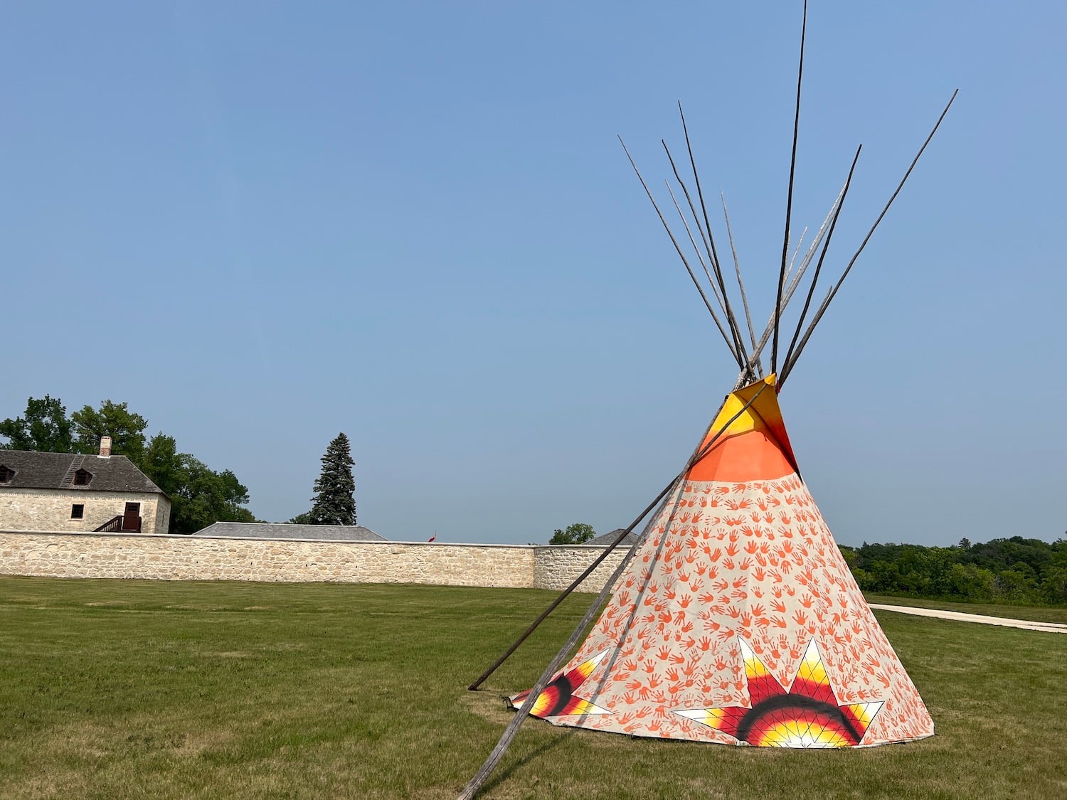Just outside the limestone walls of Lower Fort Garry National Historic Site is a painted tipi that honors residential school survivors and the memory of those who were lost. Just outside the limestone walls of Lower Fort Garry National Historic Site is a painted tipi that honors residential school survivors and the memory of those who were lost.