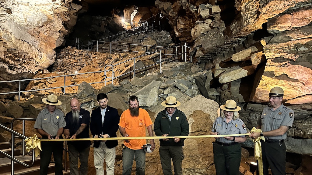 One mile of underground pathway at Mammoth Cave National Park got improved handrails, curbing, and a hardened surface with GAOA funding/NPS file One mile of underground pathway at Mammoth Cave National Park got improved handrails, curbing, and a hardened surface with GAOA funding/NPS file