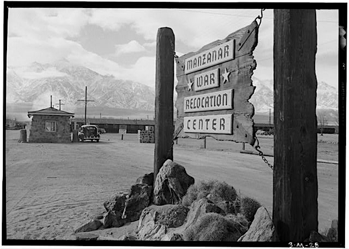 Entrance sign to Manzanar War Relocation Center/Ansel Adams