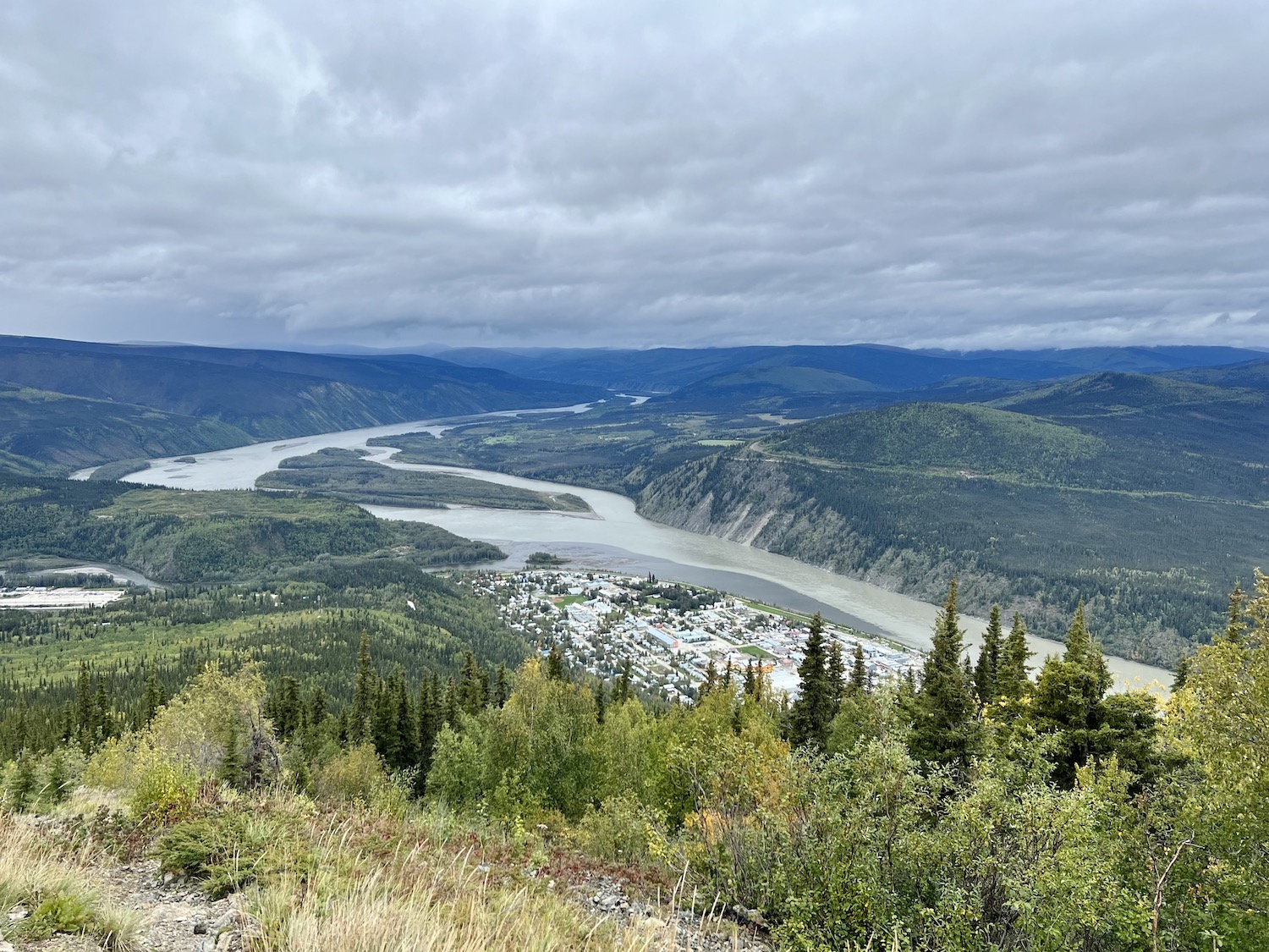 View from the Midnight Dome of Dawson City and the region. View from the Midnight Dome of Dawson City and the region.