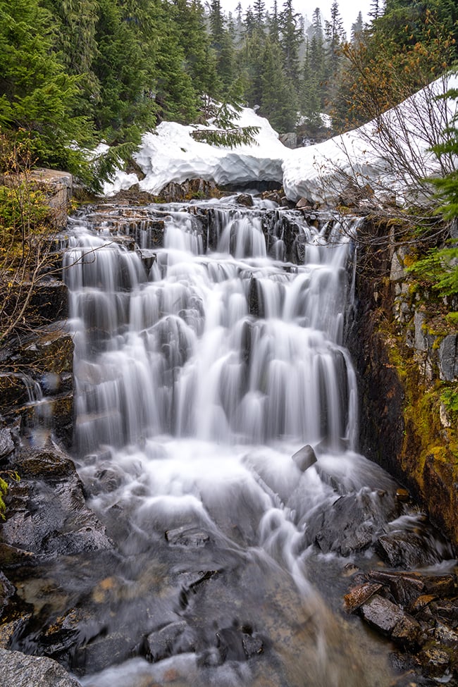 Sunbeam Falls in early spring (July), Mount Rainier National Park / Rebecca Latson